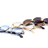 12 Pack: Hexagonal Rimless Luxury Sunglasses Feline Wholesale Sunglasses