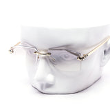 12 Pack: Sharp Rimless Miter-Cut Gradient Serpent Accented Wholesale Sunglasses