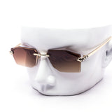12 Pack: Sharp Rimless Miter-Cut Gradient Serpent Accented Wholesale Sunglasses
