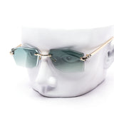 12 Pack: Sharp Rimless Miter-Cut Gradient Serpent Accented Wholesale Sunglasses