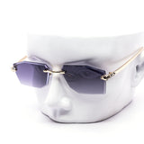 12 Pack: Sharp Rimless Miter-Cut Gradient Serpent Accented Wholesale Sunglasses