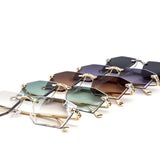 12 Pack: Sharp Rimless Miter-Cut Gradient Serpent Accented Wholesale Sunglasses