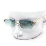 12 Pack: Sleek Oval-Edged Luxe Rimless Panther Wholesale Sunglasses