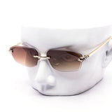12 Pack: Sleek Oval-Edged Luxe Rimless Panther Wholesale Sunglasses