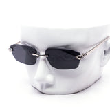 12 Pack: Sleek Oval-Edged Luxe Rimless Panther Wholesale Sunglasses