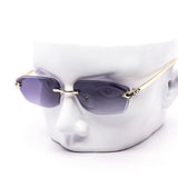 12 Pack: Sleek Oval-Edged Luxe Rimless Panther Wholesale Sunglasses