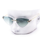 12 Pack: Fierce Rimless Cat-Eye Sunglasses Leopard Accented Wholesale Sunglasses