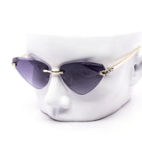 12 Pack: Fierce Rimless Cat-Eye Sunglasses Leopard Accented Wholesale Sunglasses