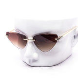 12 Pack: Fierce Rimless Cat-Eye Sunglasses Leopard Accented Wholesale Sunglasses