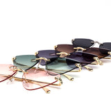 12 Pack: Fierce Rimless Cat-Eye Sunglasses Leopard Accented Wholesale Sunglasses