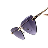 12 Pack: Fierce Rimless Cat-Eye Sunglasses Leopard Accented Wholesale Sunglasses