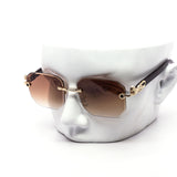 12 Pack: Panther Accent Rimless Color Gradient Wholesale Sunglasses