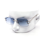 12 Pack: Rimless Gradient Square Sleek Metal Wholesale Sunglasses