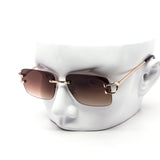 12 Pack: Rimless Gradient Square Sleek Metal Wholesale Sunglasses