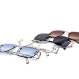 12 Pack: Rimless Gradient Square Sleek Metal Wholesale Sunglasses