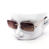 12 Pack: Rimless Rounded Rectangle Gradient Lens Wholesale Sunglasses