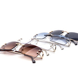 12 Pack: Rimless Rounded Rectangle Gradient Lens Wholesale Sunglasses