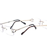 12 Pack: Rimless Rounded Rectangle Clear Lens Wholesale Eyeglasses