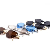 12 Pack: Skinny Teardrop Rimless Metal Wholesale Sunglasses