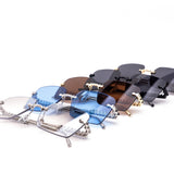 12 Pack: Prism Temple Rimless Square Wholesale Sunglasses