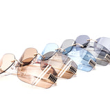 12 Pack: Oversized Rimless Wrap Luxe Wholesale Sunglasses