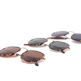 12 Pack: Retro Squared Round Tortoise Metal Wholesale Sunglasses