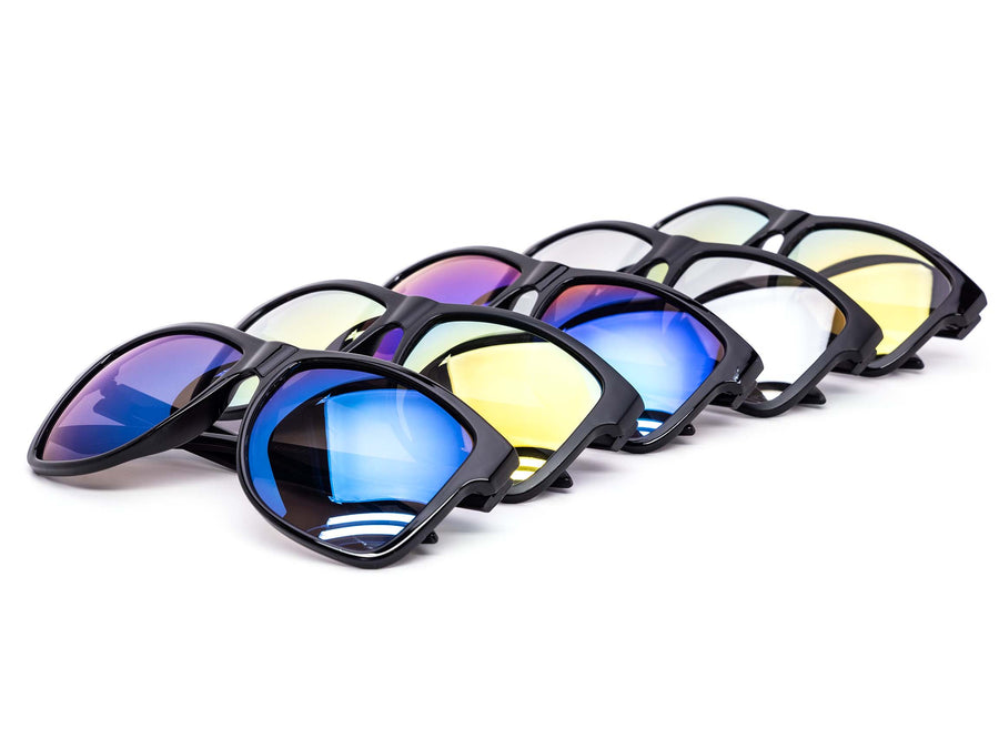 12 Pack: Oversized Outlaw Rider Assorted Mirror Wholesale Sunglasses