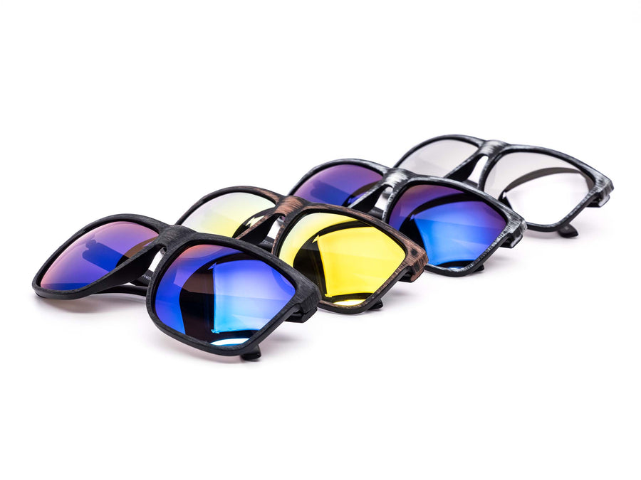 12 Pack: Kush Wood Terminator Burnt Mirror Wholesale Sunglasses