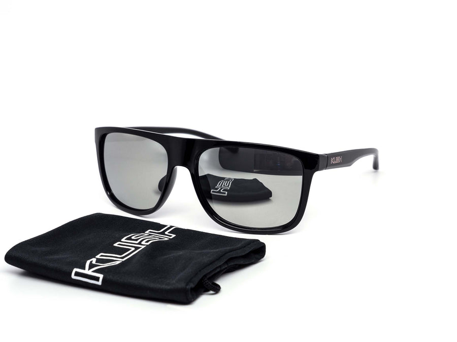 12 Pack: Kush Rebel Laser Etched Logo All Black Mirror Wholesale Sunglasses