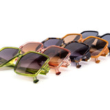 12 Pack: Modern Classy Oversized Trapezoid Gold Accent Wholesale Sunglasses