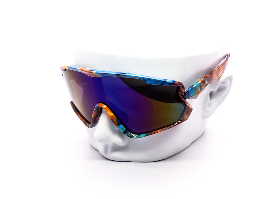 12 Pack: Full Frame Sports Toon Camo Burnt Mirror Wholesale Sunglasses