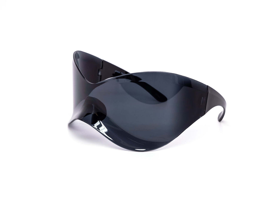 12 Pack: Oversized Face Contour Shield Black Mirror Wholesale Sunglasses