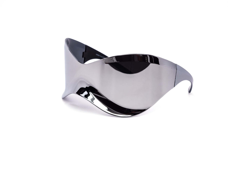 12 Pack: Oversized Face Contour Shield Black Mirror Wholesale Sunglasses