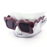 12 Pack: Squiggle Flower Puff Square Wholesale Sunglasses