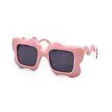 12 Pack: Squiggle Flower Puff Square Wholesale Sunglasses