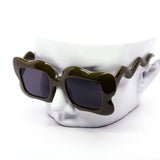 12 Pack: Squiggle Flower Puff Square Wholesale Sunglasses