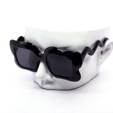 12 Pack: Squiggle Flower Puff Square Wholesale Sunglasses