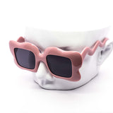 12 Pack: Squiggle Flower Puff Square Wholesale Sunglasses