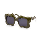 12 Pack: Squiggle Flower Puff Square Wholesale Sunglasses