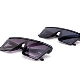 12 Pack: Rimless Flat-top All Black Square Gradient Wholesale Sunglasses