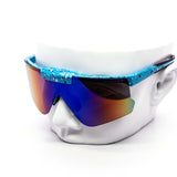 12 Pack: Flip-up Splatter Oversized Sports Burnt Mirror Wholesale Sunglasses