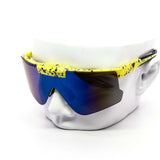 12 Pack: Flip-up Splatter Oversized Sports Burnt Mirror Wholesale Sunglasses