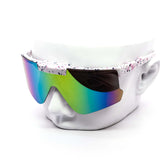 12 Pack: Flip-up Splatter Oversized Sports Burnt Mirror Wholesale Sunglasses