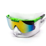 12 Pack: Flip-up Splatter Oversized Sports Burnt Mirror Wholesale Sunglasses