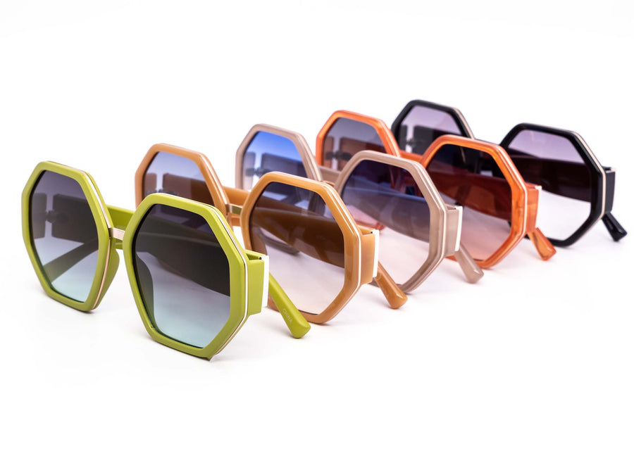 12 Pack: Oversized Chunky Octagonal Fashion Wholesale Sunglasses