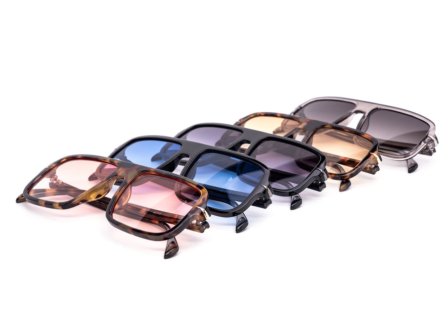 12 Pack: Skinny Square Color Gradient Aviator Fashion Wholesale Sunglasses