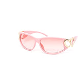 12 Pack: Chic Double Heart Wraparound Fashion Wholesale Sunglasses