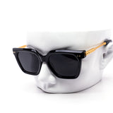 12 Pack: Matte Gold Temple Chunky Square Wholesale Sunglasses