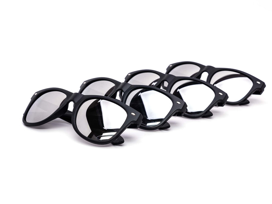 12 Pack: Timeless Retro Matte Black Mirror Wholesale Sunglasses