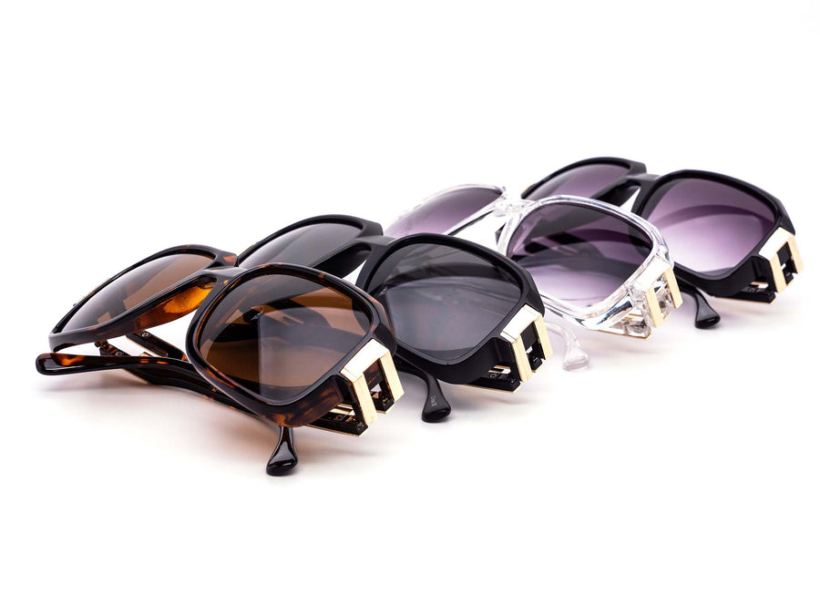 12 Pack: Oversized Jefa Gold Accent Wholesale Sunglasses